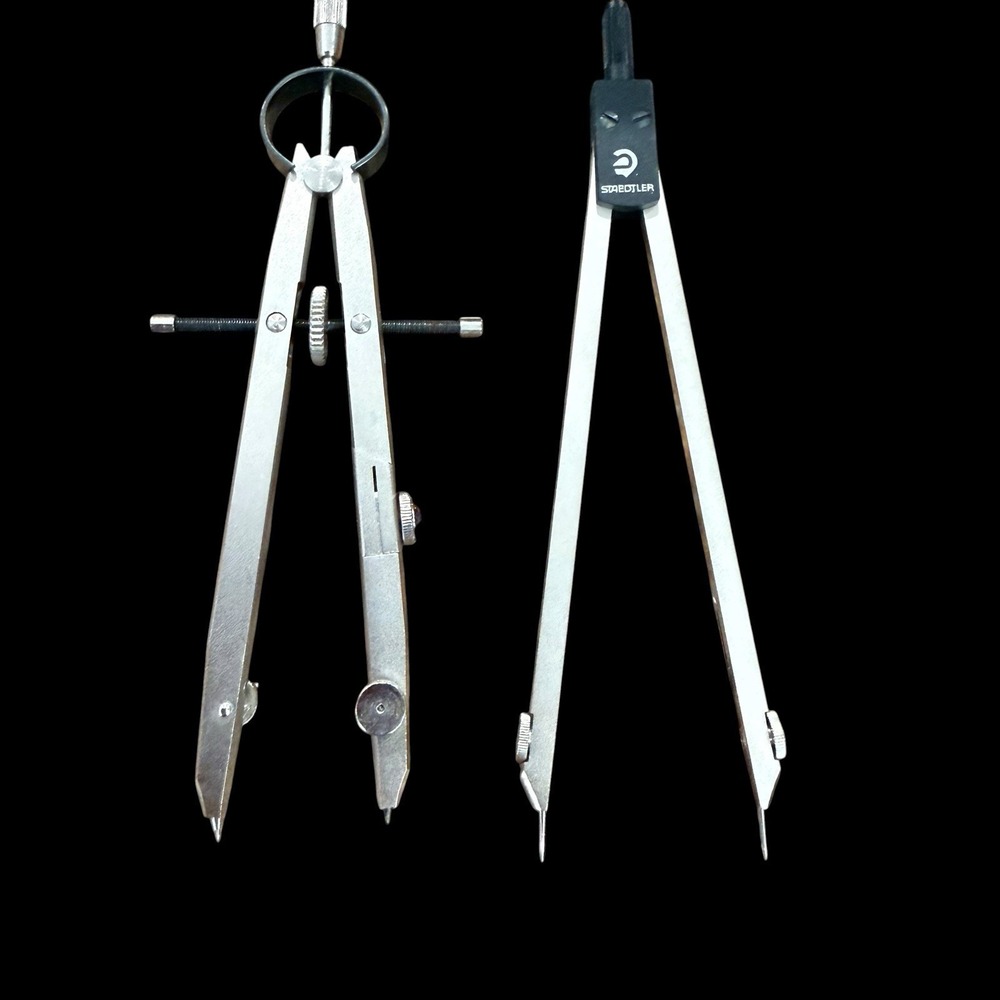 Vintage Lot Of 2 Staedtler Mars Drafting Compass Tools 551 40 Germany EUC